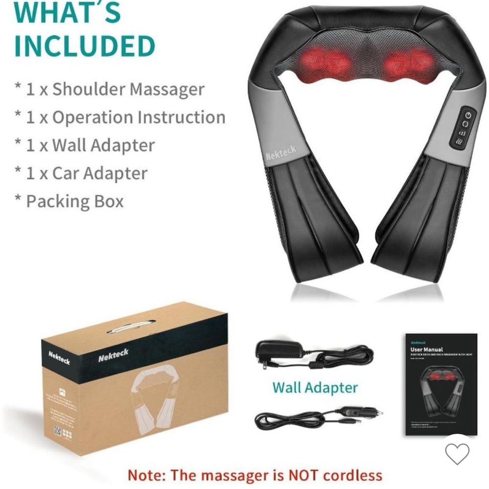 Neck and Shoulder Massager with Heat car plug no wall plug